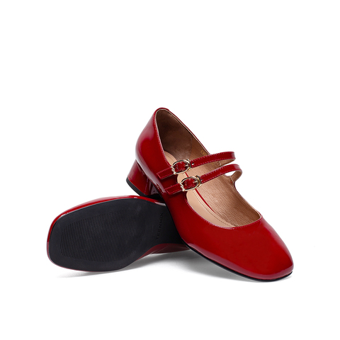 Teenmix/天美意2021秋商场同款复古文艺气质玛丽珍女皮鞋CWS05CQ1
