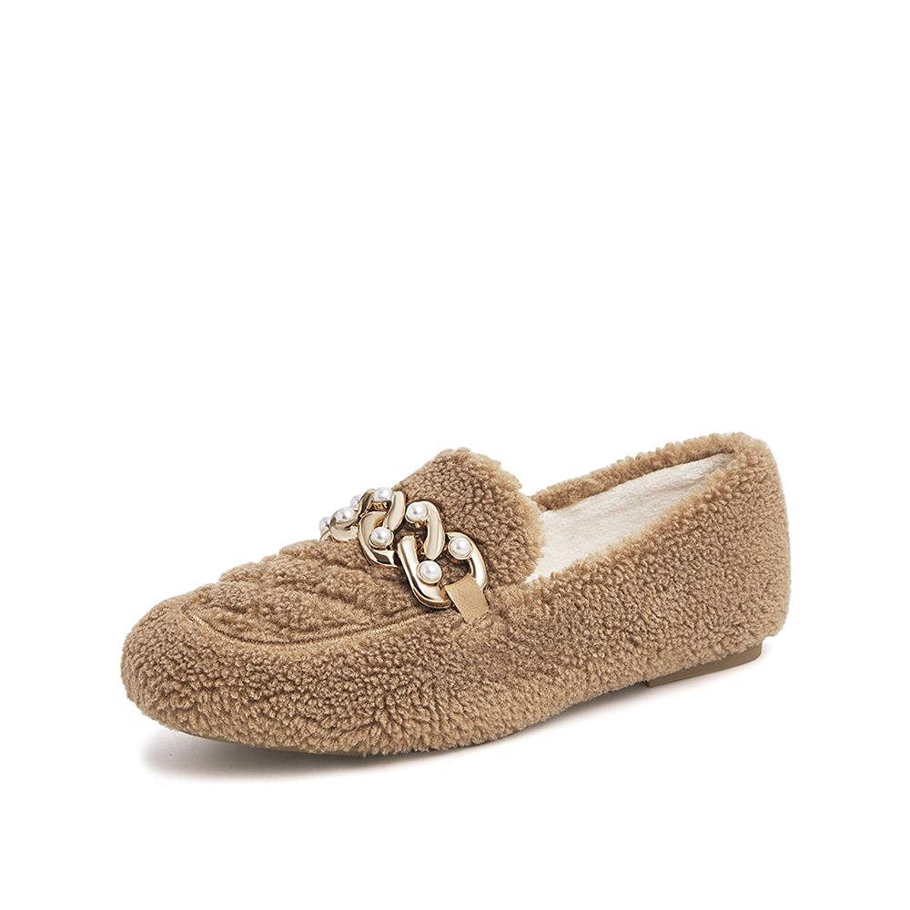 Teenmix/天美意2021冬新款可爱毛毛鞋豆豆鞋女休闲鞋1MMX2DA1