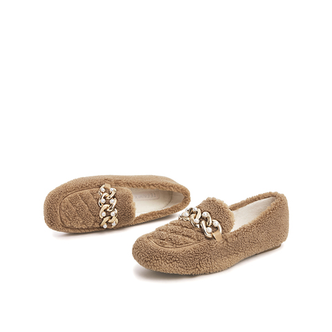 Teenmix/天美意2021冬新款可爱毛毛鞋豆豆鞋女休闲鞋1MMX2DA1