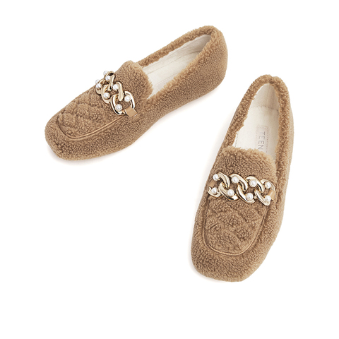 Teenmix/天美意2021冬新款可爱毛毛鞋豆豆鞋女休闲鞋1MMX2DA1