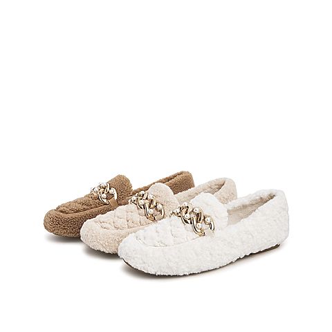 Teenmix/天美意2021冬新款可爱毛毛鞋豆豆鞋女休闲鞋1MMX2DA1