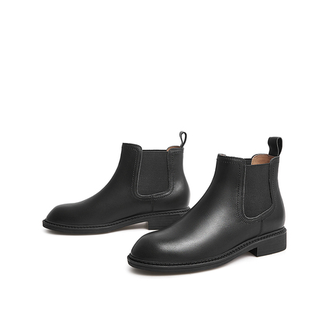 Teenmix/天美意2021冬新款商场同款气质切尔西靴显瘦女皮短靴BB401DD1