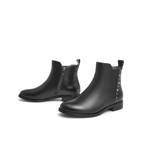 Teenmix/天美意2021冬新款时尚切尔西靴女皮中靴CO553DD1