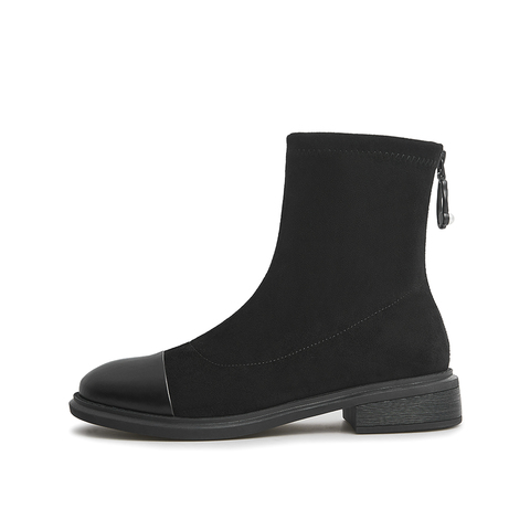 Teenmix/天美意2021冬新款商场同款气质简约时装靴女皮靴BB391DZ1