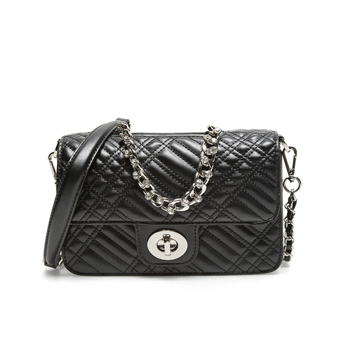 Teenmix/天美意2021冬新款商场同款间棉钻链气质简约风单肩斜挎包AA308DX1