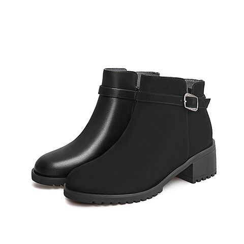 Teenmix/天美意2021冬新款商场同款气质优雅简约女皮短靴COK51DD1