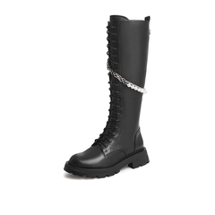 Teenmix/天美意2021冬新款商场同款时尚复古骑士靴超长女皮靴CV680DG1