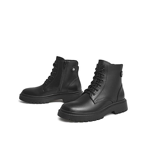 Teenmix/天美意2021冬新款商场同款休闲马丁靴女皮短靴CUQ40DD1