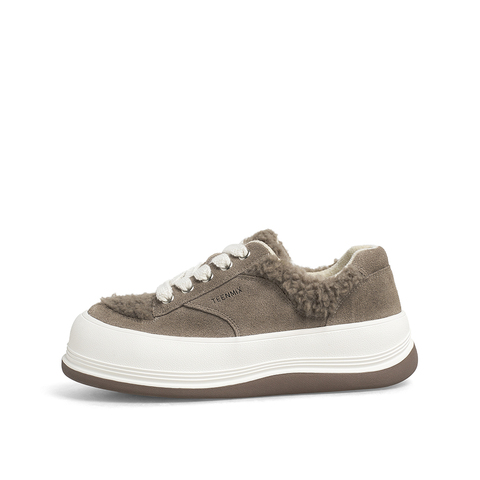 Teenmix/天美意2021冬新款毛绒厚底复古时尚女休闲鞋1XBXRDM1