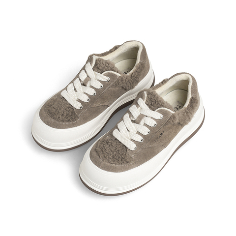 Teenmix/天美意2021冬新款毛绒厚底复古时尚女休闲鞋1XBXRDM1