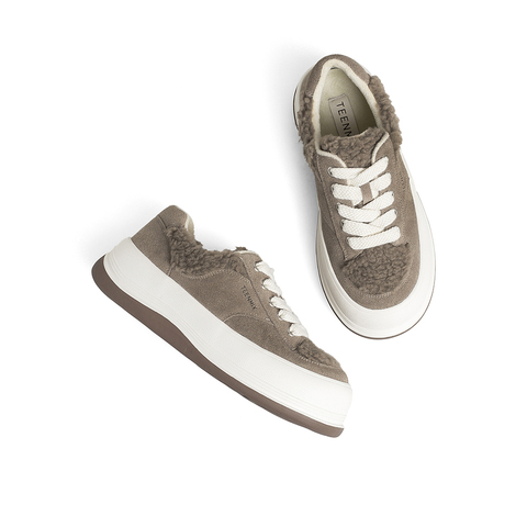 Teenmix/天美意2021冬新款毛绒厚底复古时尚女休闲鞋1XBXRDM1