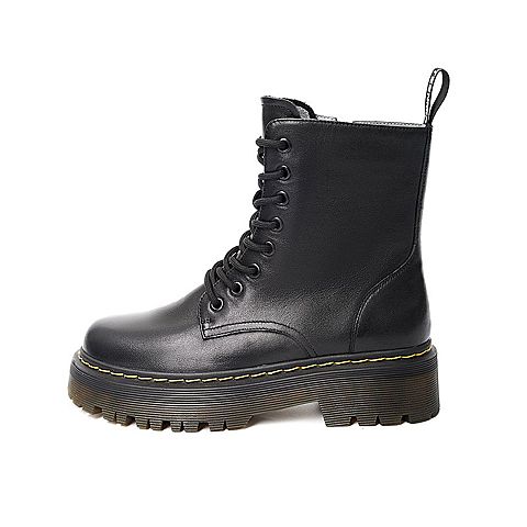 Teenmix/天美意2021冬新款时尚休闲厚底马丁靴女皮中靴1MDXNDZ1