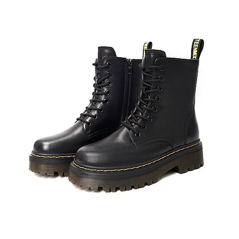 Teenmix/天美意2021冬新款时尚休闲厚底马丁靴女皮中靴1MDXNDZ1