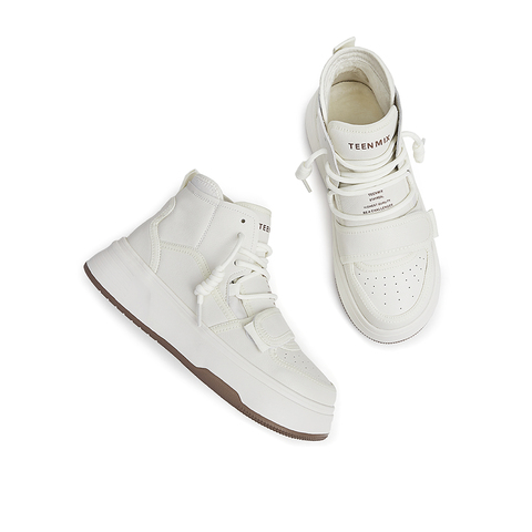 Teenmix/天美意2021冬新款高帮鞋百搭简约风潮酷女休闲靴NGB01DM1