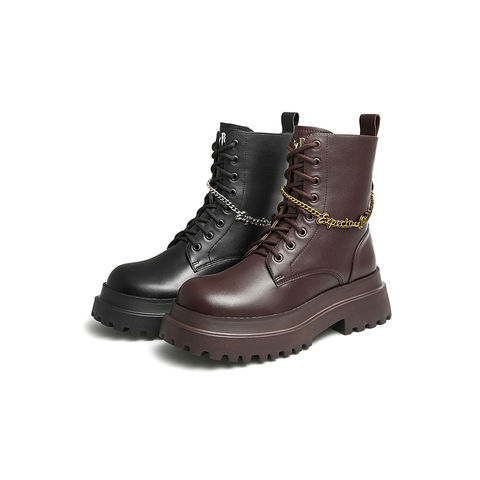 Teenmix/天美意2022冬新款商场同款链条装饰休闲马丁靴女靴6IO60DZ2