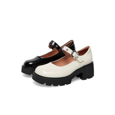 Teenmix/天美意2022秋商场同款金属扣饰玛丽珍鞋女单鞋CXG27CQ2