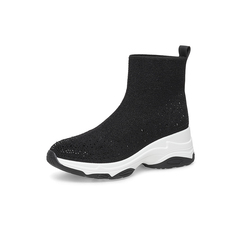 Teenmix/天美意2022冬新款商场同款纯色袜靴女短靴BE781DD2