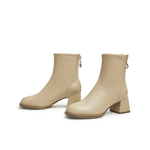 Teenmix/天美意2022冬新款商场同款粗跟韩版时尚百搭女靴BE911DZ2