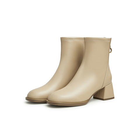 Teenmix/天美意2022冬新款商场同款粗跟韩版时尚百搭女靴BE911DZ2