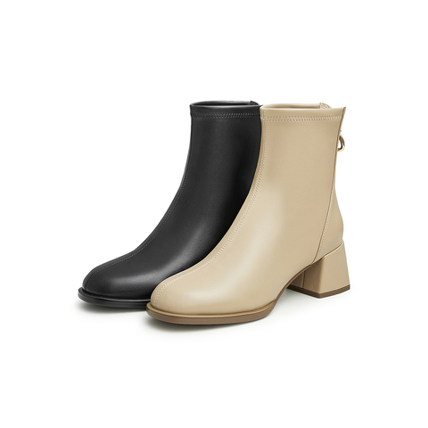 Teenmix/天美意2022冬新款商场同款粗跟韩版时尚百搭女靴BE911DZ2