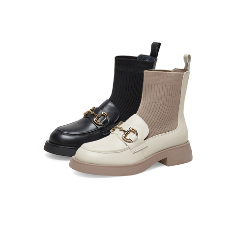 Teenmix/天美意2022冬新款商场同款针织弹力袜靴女靴BE841DD2