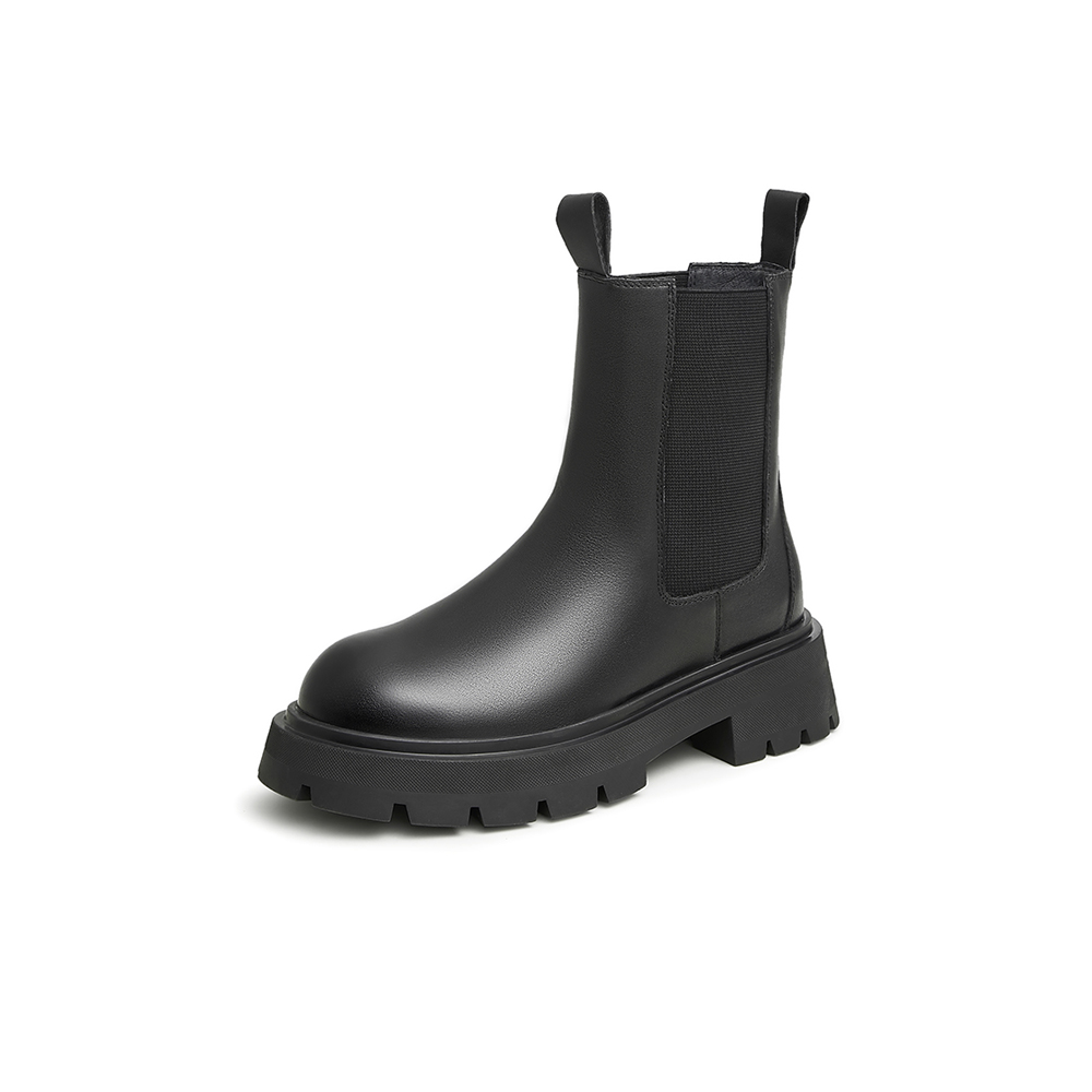 Teenmix/天美意2022冬新款时尚舒适厚底套脚切尔西靴女靴NQX05DZ2