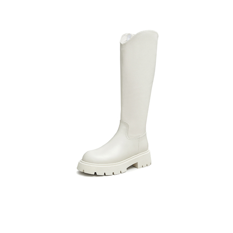 Teenmix/天美意2022冬新款骑士靴复古显瘦简约女皮长靴NCX01DG2