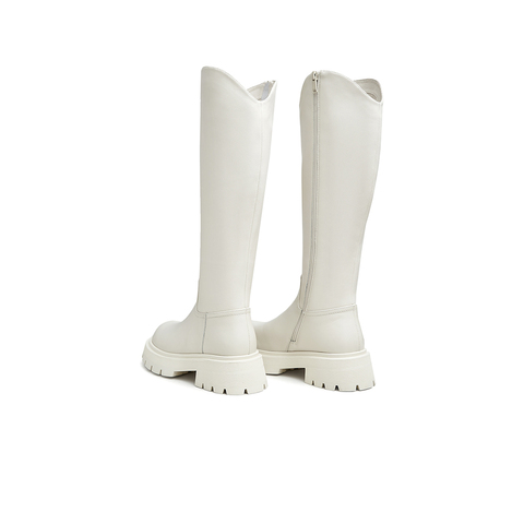 Teenmix/天美意2022冬新款骑士靴复古显瘦简约女皮长靴NCX01DG2