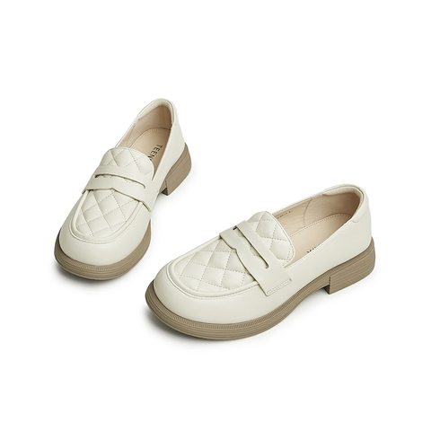 Teenmix/天美意2023春新款商场同款菱格气质乐福鞋女单鞋BF961AA3
