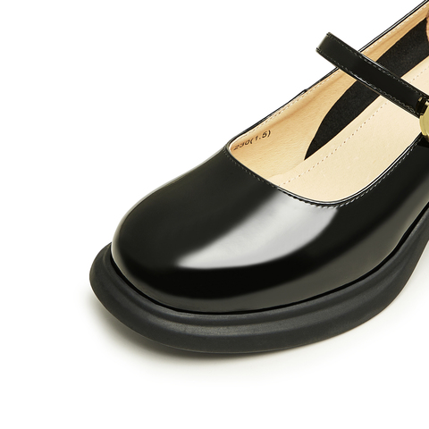 天美意2023秋新款商场同款粗跟复古玛丽珍浅口单鞋女鞋BH471CQ3