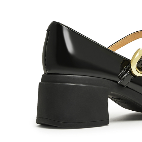 天美意2023秋新款商场同款粗跟复古玛丽珍浅口单鞋女鞋BH471CQ3