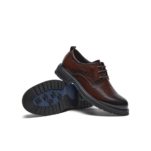 天美意2023冬新款商场同款厚底系带商务百搭正装男皮鞋3MC01DM3