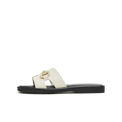 天美意2023夏新款商场同款马衔扣气质OL外穿女凉拖鞋CTC35BT3