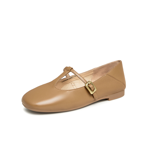 天美意2023秋新款商场同款平底单鞋简约百搭女皮鞋CRR25CQ3