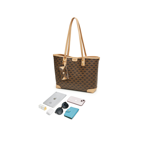 天美意2023冬新款商场同款复古通勤百搭老花托特包女X2717DX3