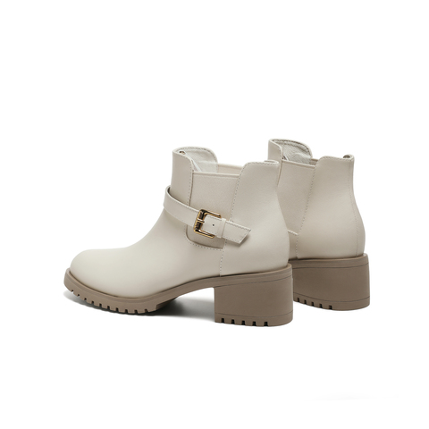 天美意2023冬新款商场同款粗跟简约时尚短靴踝靴女靴COK52DD3