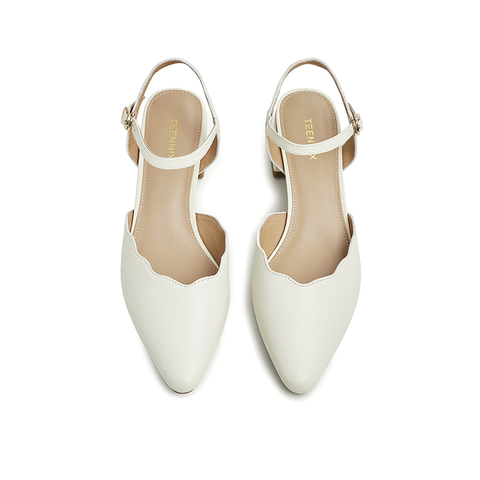 天美意2023夏新款商场同款粗跟时装尖头OL简约女单凉鞋BG041BH3