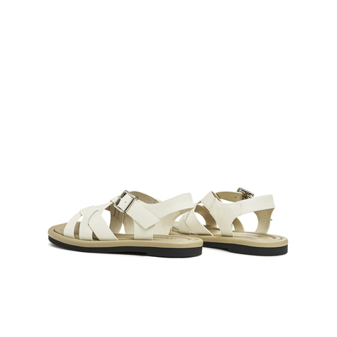 天美意2023夏新款交叉带罗马鞋舒适平底韩版休闲女凉鞋AN011BL3