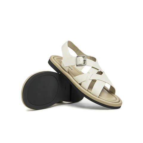 天美意2023夏新款交叉带罗马鞋舒适平底韩版休闲女凉鞋AN011BL3