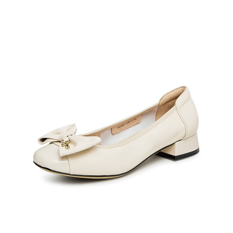 天美意2023秋商场同款粗跟浅口单鞋简约通勤女休闲鞋BG861CQ3