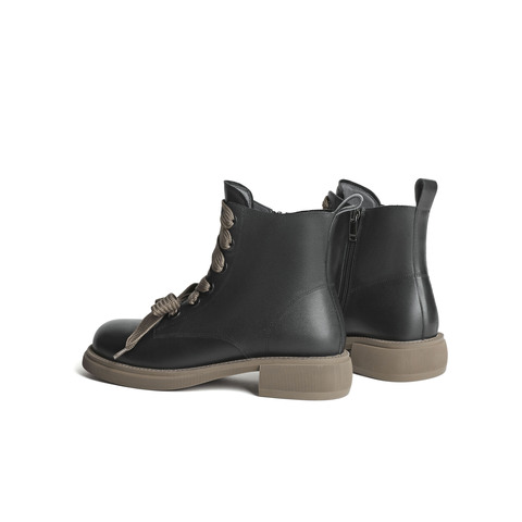 天美意2023冬新款商场同款休闲时装靴英伦复古女皮靴BH991DD3