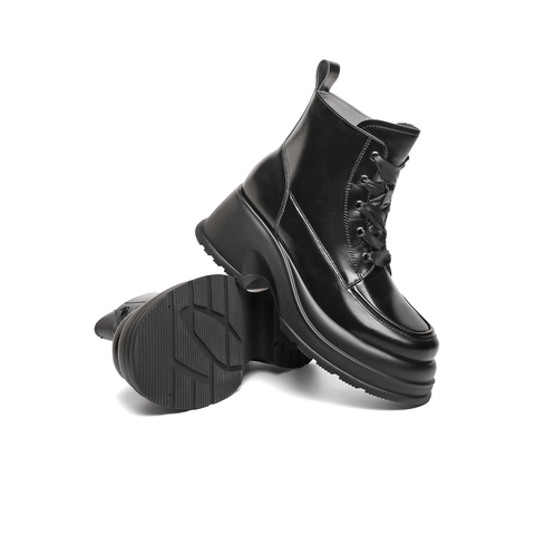 天美意2023冬新款商场同款粗跟英伦时尚短靴女马丁靴CNP41DD3