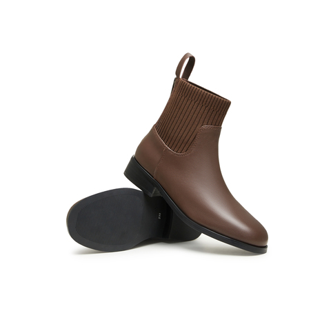 天美意2023冬新款商场同款拼接针织简约百搭女时装靴CNH40DD3