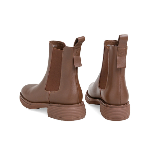 天美意2023冬商场同款复古切尔西靴女皮短靴BE091DD3