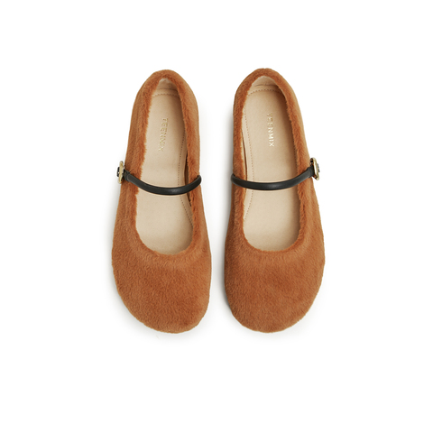 天美意2024春新款复古毛绒毛毛鞋法式百搭女玛丽珍鞋KM009AQ4