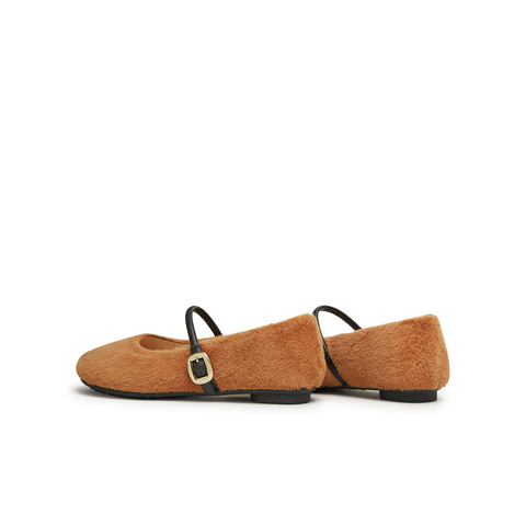 天美意2024春新款复古毛绒毛毛鞋法式百搭女玛丽珍鞋KM009AQ4