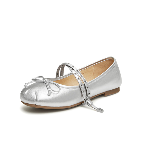 天美意2024春新款时尚复古平跟浅口轻便休闲女玛丽珍鞋KM005AQ4