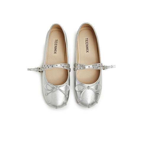 天美意2024春新款时尚复古平跟浅口轻便休闲女玛丽珍鞋KM005AQ4