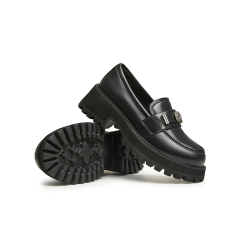 天美意2024春新款商场同款厚底英伦小皮鞋单鞋女乐福鞋BI321AA4