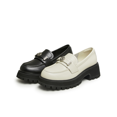 天美意2024春新款商场同款厚底英伦小皮鞋单鞋女乐福鞋BI321AA4